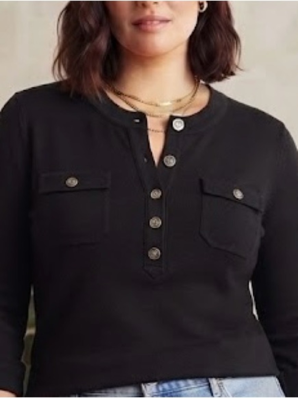 New Karen Scott Black Top 3/4 sleeves